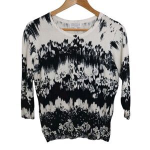 Joseph A. Women's Size Petite Medium Cardigan Black White